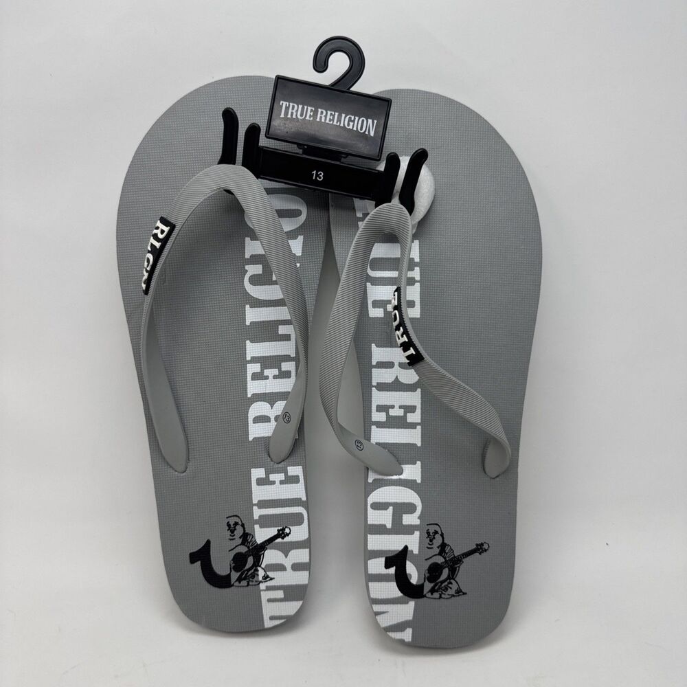 New  True Religion Men's Aydin GreyFlip Flop Sandal Size 13
